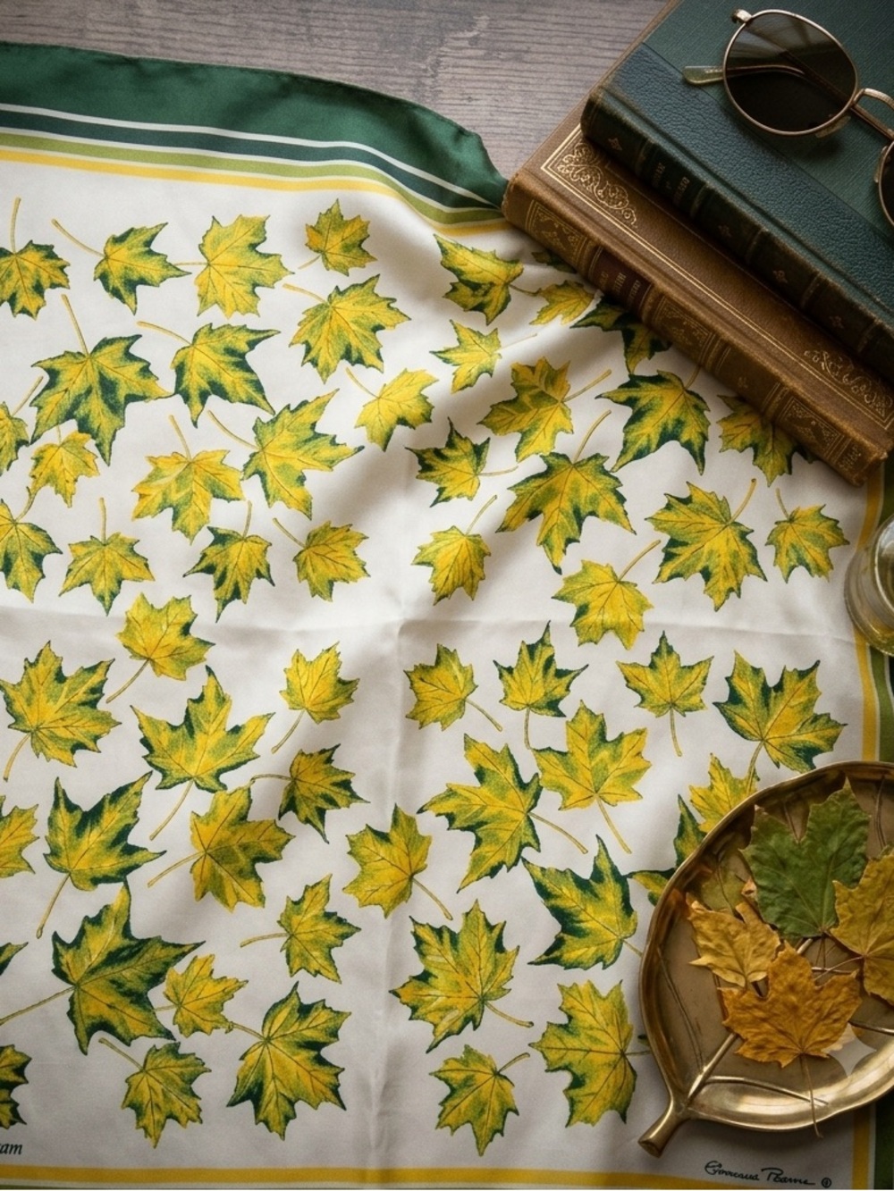 Vintage 1970s Eleanor Paine Maple Leaf Scarf by Sheema Canada